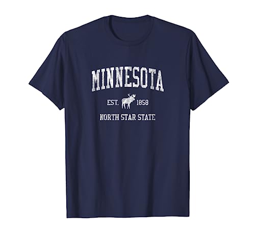 Minnesota T-Shirt Vintage Sports MN Moose Design Tee