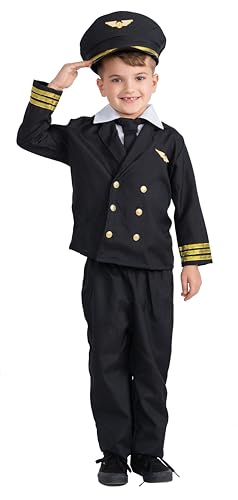 Dress Up America Pilot Costume for Boys and Girls - Airline Captain Uniform for Kids - Role Play Dress Up for Children