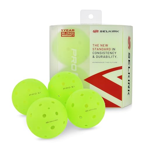 Selkirk Pro S1 Ball | Crack-Resistant | 38 Hole Outdoor Pickleball Balls | USAPA Approved Pickle Ball for Tournament Play | Advanced Aerodynamics | 4 Pack Pickleballs |