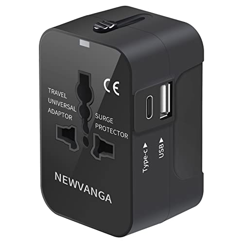 Universal Travel Adapter, All in One Plug Adapter with USB C, Worldwide Power Adapter USB Type C Port, International Wall Charger Foldable Plug Converter Outlet for Europe EU UK AUS (Type G/C/I/A)