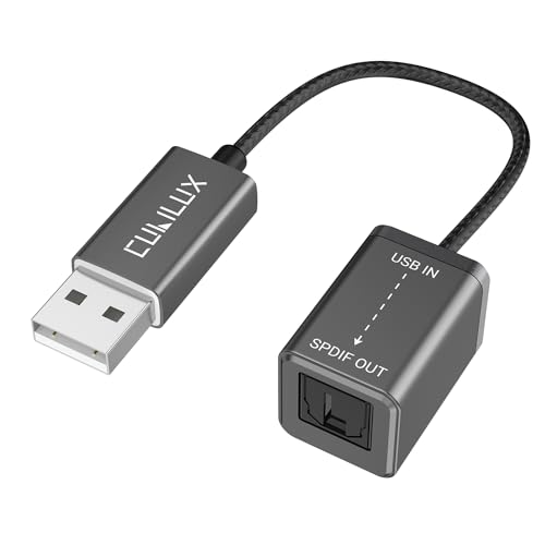 Cubilux USB A to TOSLINK Optical Audio Adapter, Unidirectional USB Type A to SPDIF Digital Converter Compatible with Windows Linux PS4/PS5 Lenovo HP Asus Dell PC Laptop Computer Surface