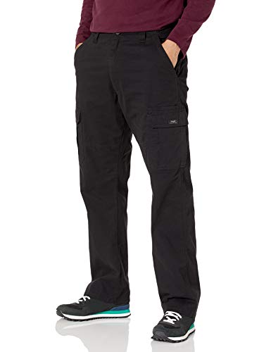 Wrangler Authentics Men's Big & Tall Relaxed Fit Stretch Cargo Pant, Black, 46W x 30L