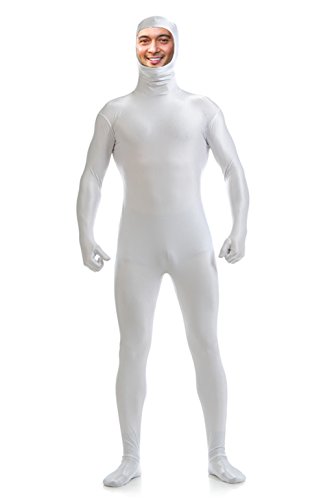 DreamHigh Men's Women's Polyester Spandex Full Body Costume Zentai Suit-Open Face White L