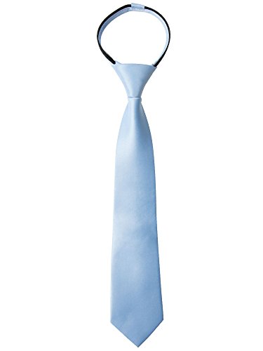 Spring Notion Boys' Satin Zipper Necktie Light Blue Large