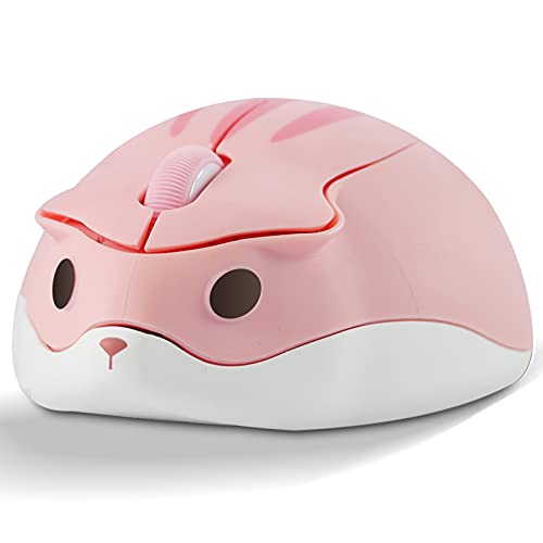 Wireless Mouse Bluetooth Mouse Pink Cute Cartoon Animal Mouse Wireless Hamster Shape Silent Portable Cordless Mouse 1200DPI Mouse for PC,Mac,Laptop,Computer,Chromebook,iPhone,Tablet (No USB Receiver)