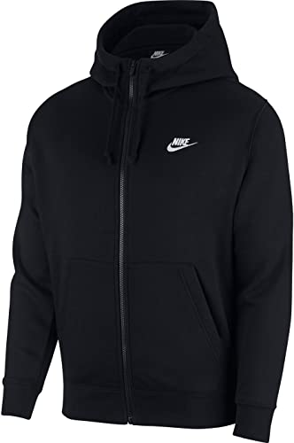 Nike Men's Sportswear Club Fleece Full Zip Hoodie, Fleece Zip-Up Hoodie Men, Black/Black/White, 3XL-T