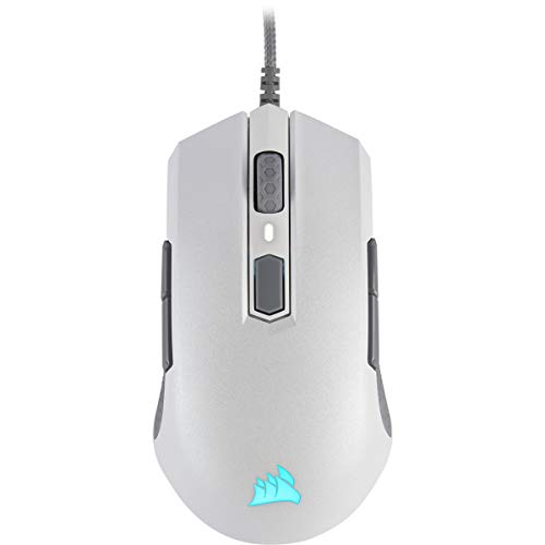Corsair M55 PRO RGB, Ambidextrous Multi-Grip Optical Gaming Mouse (12400 DPI Optical Sensor, Lightweight, 8 Programmable Buttons, RGB Multi-Colour Backlighting), White