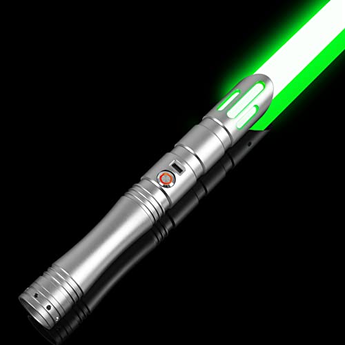 ELESKOCO Dueling Lightsaber Smooth Swing Heavy Duty Light Sabers | Motion Control Metal Hilt FX Sabers with 12 Sound Fonts, RGB 16 Colors Changing, for Adults Boys Teens Gift, USB-C Recharge, Silver