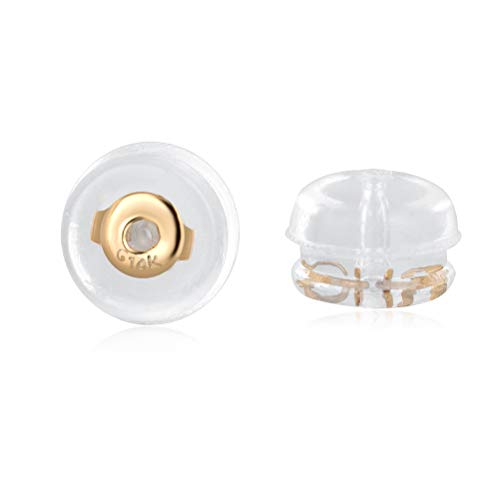 14K Real Solid Gold Earring Backs Hypoallergenic Soft Clear Silicone Backings Ear Piercing Replacements Secure Safety for Studs Drop Comfortable