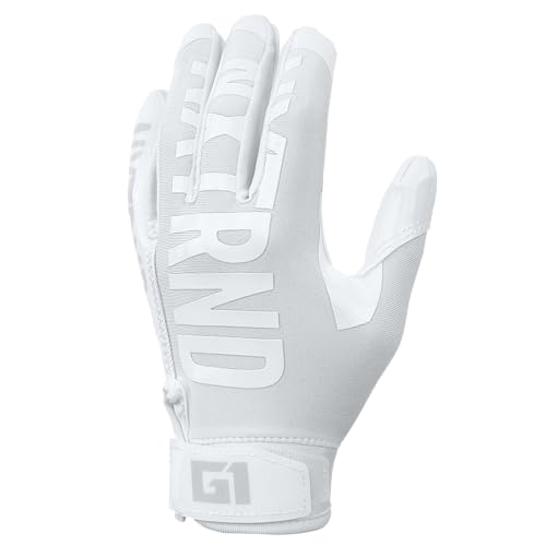 Nxtrnd G1 Youth Football Gloves, Kids Sticky Receiver Gloves (White, Youth Medium)