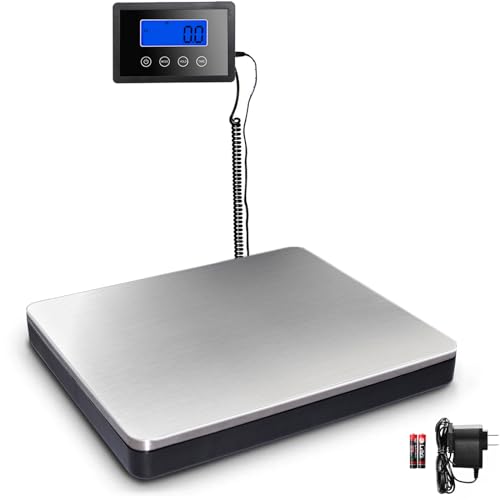 Fuzion Shipping Scale 360lb with High Accuracy, Heavy Duty Stainless Steel Postal Scale with Timer/Hold/Tare, Digital Shipping Scale for Packages/Luggage/Post Office/Home, Battery & AC/DC Adapter