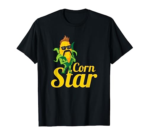 Funny Corn Star Sunglasses Mustache Maize T-Shirt T-Shirt