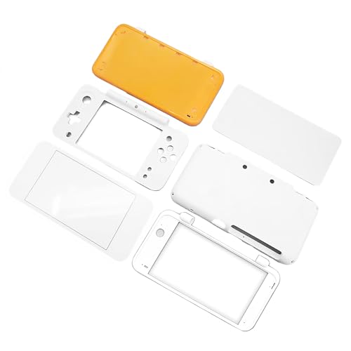 DIY New2DSXL Extra Housing Case Shells White/Orange 6 PCS Set Replacement, for New 2DS New2DS XL LL 2DSXL 2DSLL New2DSLL Handheld Consoles, Full Top & Bottom Covers Plates Outer Enclosure