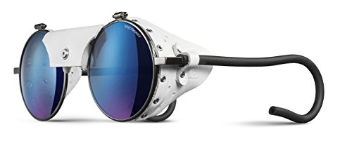 Julbo Vintage Classic Unisex Sunglasses - Gun/White Frame with Smoke Lens and Blue Mirror