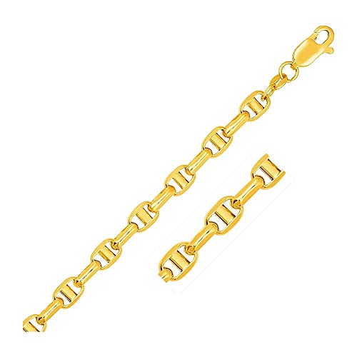 The Diamond Deal 14k Solid Yellow Gold 4.5mm Shiny Anchor Chain Necklace or Bracelet for Pendants and Charms with Lobster-Claw Clasp (24' And yellow-gold)