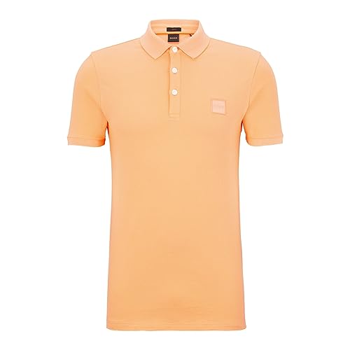 BOSS Hugo Passenger Patch Logo Cotton Orange Polo Shirt M Orange