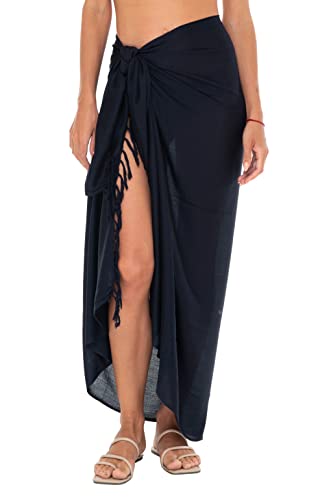 Shu-Shi Womens Beach Cover Up Sarong Swimsuit Cover-Up Many Solids Colors to choose,Black,One Size