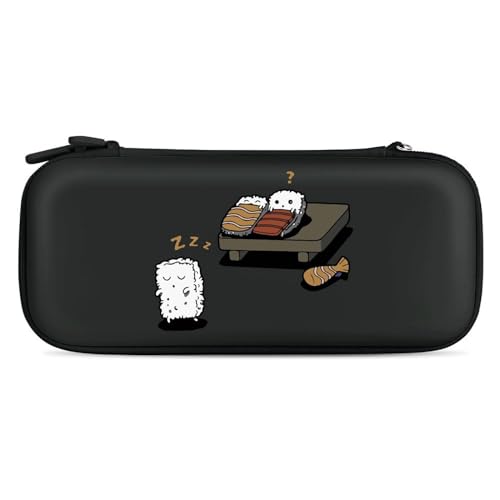 Funny Sleepwalking Sushi Slim Carrying Case with 15 Game Cartridges Compatible with Switch Hard Portable Travel Carry Case Black-Style