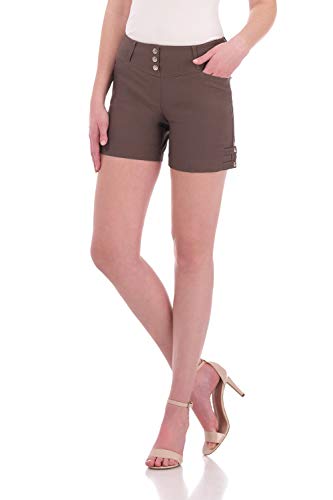 Rekucci Women's Ease into Comfort Stretchable Pull-On 5 inch Slimming Tab Short (12, Mocha)