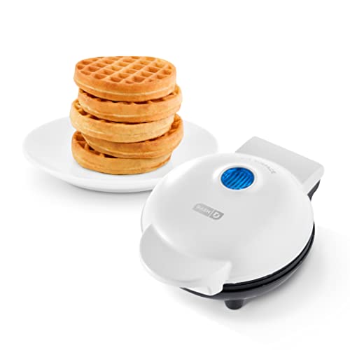 DASH Mini Maker for Individual Waffles, Hash Browns, Keto Chaffles with Easy to Clean, Non-Stick Surfaces, 4 Inch, White