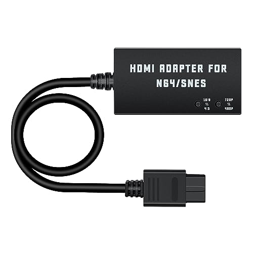 Mcbazel HDMI Adapter for Gamecube/ N64/ SNES, HDMI Converter Support 4:3/16:9 Conversion and Switching 480p/720p Resolution for Gamecube/SNES/ N64