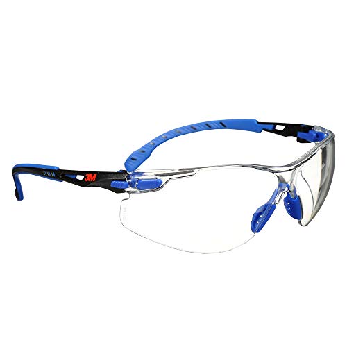 3M 70071694510 Safety Glasses Solus 1000 Series ANSI Z87 Scotchgard Anti-Fog Clear Lens Low Profile Blue/Black Frame
