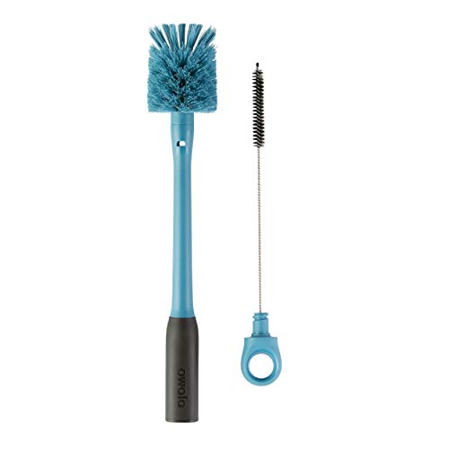 Owala 2-in-1 Water Bottle Brush Cleaner and Water Bottle Straw Cleaner Brush, Water Bottle Brush with Removable Head and Twist n’ Hide Straw Brush, Smokey Blue