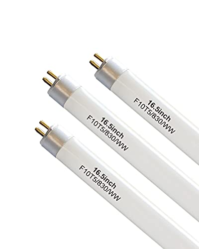 3 Pack 16' F10T5/830/L Fluorescent Light Bulb Replacement for Jasco,Philips,Linear T5 10W 3000K Warm White Bulbs,G5 Miniature Bipin Base