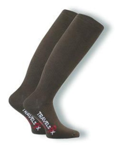 Travelsox Flight Travel Socks OTC Patented Graduated Compression, TS1000, Brown, Medium Unisex Sizing