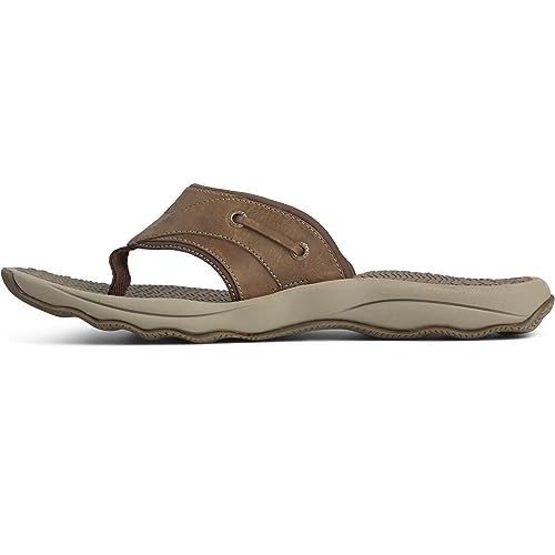 Sperry Mens Outer Banks Thong Sandals, Brown, 11