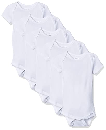 Gerber Baby 5-Pack Solid Onesies Bodysuits, White, 4T