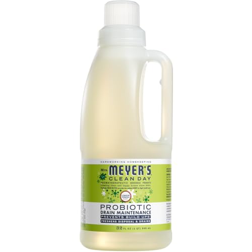 MRS. MEYER'S CLEAN DAY Probiotic Drain Maintenance Liquid, Lemon Verbena, Freshens Disposals and Drains, 32 Fl Oz