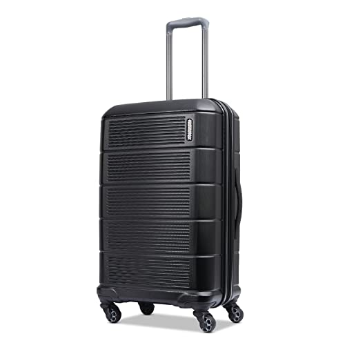 American Tourister Stratum 2.0 Expandable Hardside Luggage with Spinner Wheels, 24' SPINNER, Jet Black