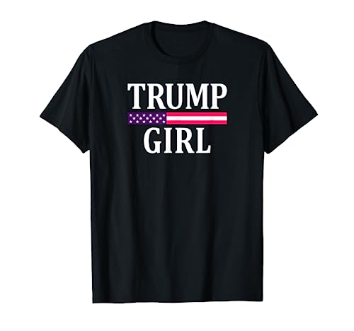 Cute Vintage Vote Trump Girl Republican US Flag 2024 Womens T-Shirt