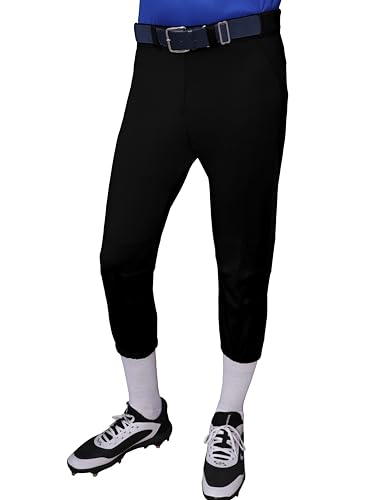 Exxact Sports Girls Softball Pants Knicker/Yoga Style Knee Length, 4-Way Stretch Low Rise Youth Softball Pants for Girls - (YXL, Black)