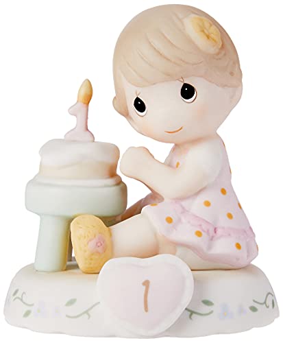 Precious Moments Growing in Grace Age 1 | Brunette Girl Bisque Porcelain Figurine | 1st Birthday Gift | Birthday Collection | Room Decor & Gifts | Hand-Painted