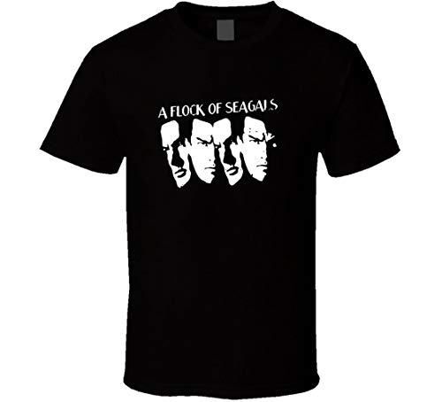 Qanipu GRXSW Steven Seagal Flock of Seagals Seagulls Joke Movie T Shirt L Black