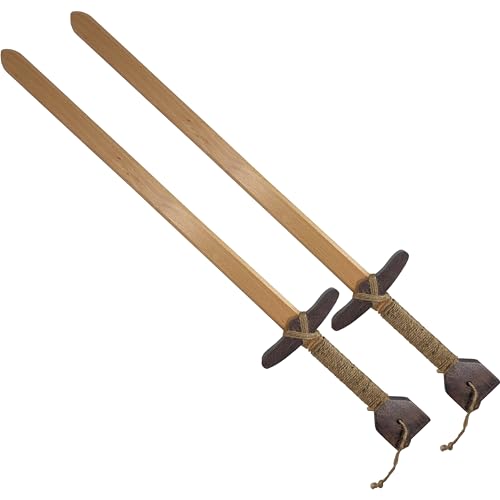 Adventure Awaits! Wooden Toy Sword for Kids | 2 Pack | Beech Wood with Jute Wrapped Handle | Lightweight and Durable for Imaginative Kids | Set of 2