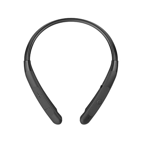 LG TONE Wireless Stereo Headset with Retractable Earbuds NP3, Black, Small