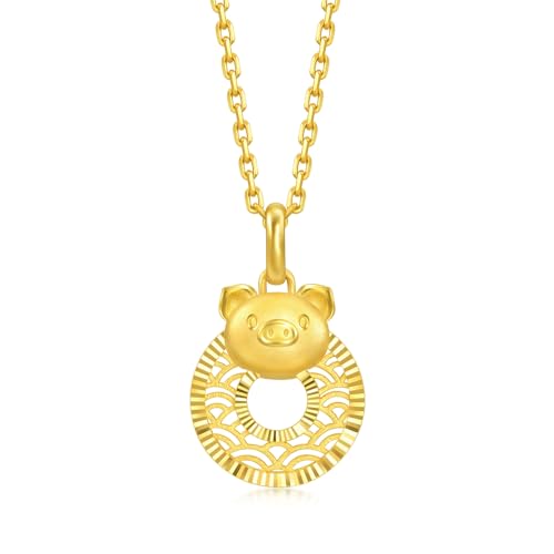 CHOW SANG SANG 999 24K Solid Gold Price-by-Weight 2.62g Gold Zodiac Animal Pig Pendant for Women 94420P | [Not Include the Necklace]