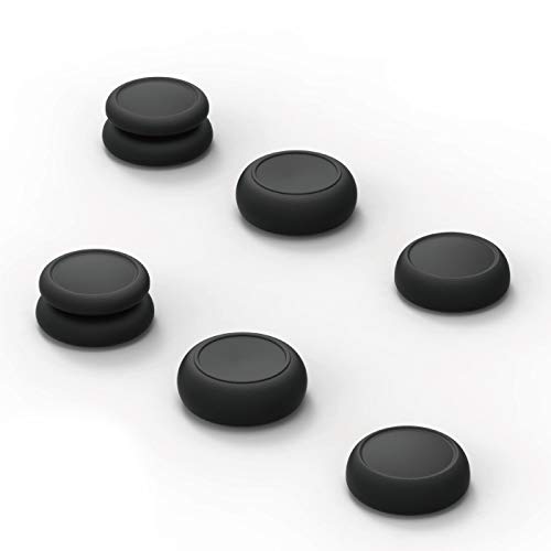 Skull & Co. Skin, CQC and FPS Thumb Grips Set Joystick Cap Analog Stick Cap for Nintendo Switch Joy-Con Controller - Black, 3 Pairs (6pcs)