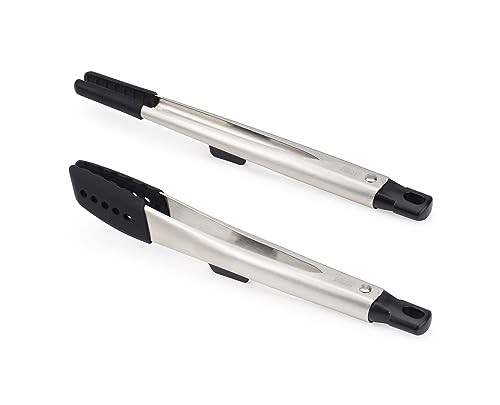 Joseph Joseph Elevate Fusion Set of 2 Silicone Tongs with Integrated Tool Rests, Stainless Steel