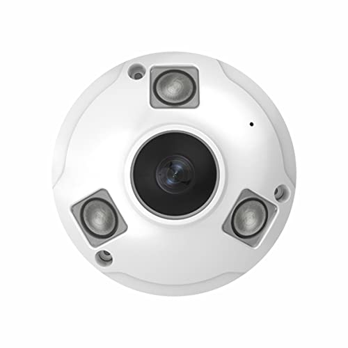 Inwerang 5MP POE IP Fisheye Camera, One Way Talk, 1.44mm Lens 360° Viewing Angle, 48ft Infrared Night Vision, Motion Detection, WDR, IP66 Water-Proof Indoor&Outdoor Metal Panorama Camera