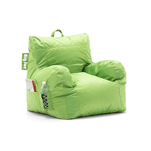 Big Joe Dorm Bean Bag Chair with Drink Holder and Pocket, Spicy Lime Smartmax, Durable Polyester Nylon Blend, 3 feet