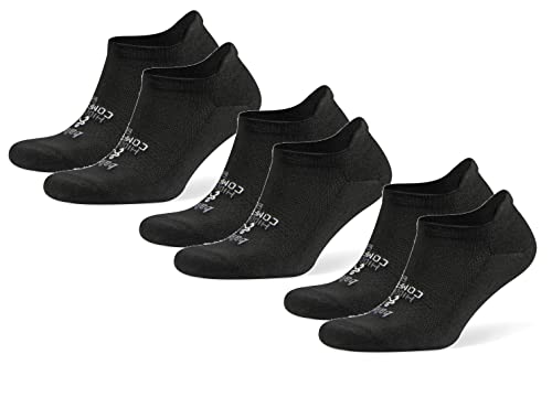 Balega Hidden Comfort Performance No Show Athletic Running Socks for Men and Women (3-Pack), Black, Medium