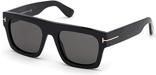 Tom Ford FT0711 Fausto 01A 53MM Shiny Black/Smoke Geometric Sunglasses for Men + BUNDLE with Designer iWear Eyewear Kit
