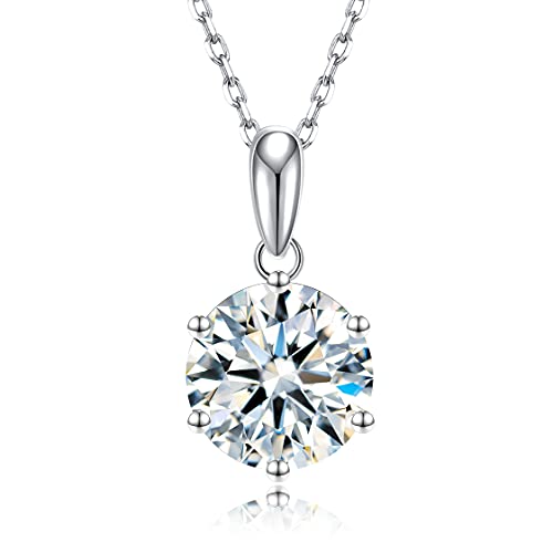 SecreTalk Moissanite Pendant Necklace 1-5CT 18K White Gold Plated silver D Color Ideal Cut Diamond Necklace for Women with Certificate of Authenticity (1CT)
