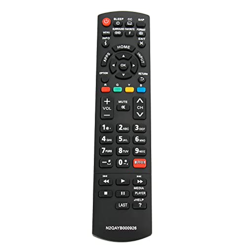 N2QAYB000926 Replacement Remote fit for Panasonic 2014 AS680, AS630, ASU534, AS530 and AS520 Series Smart LED LCD HD TV TC-39AS530U TC-40AS520U TC-42AS630U TC-50AS530U TC-50AS530UE