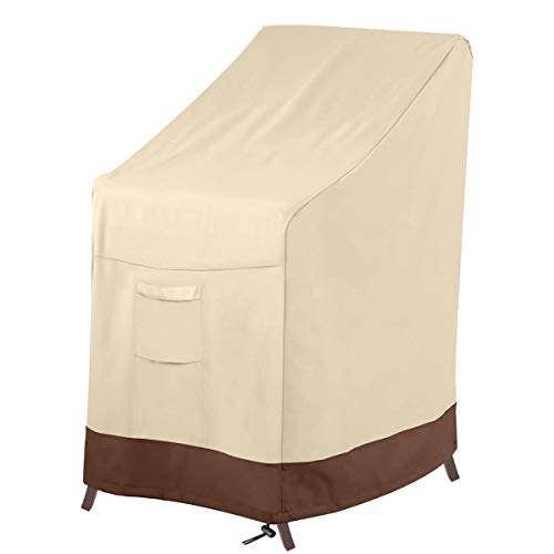 Vailge Stackable Patio Chair Cover,100% Waterproof Outdoor Chair Cover, Heavy Duty Lawn Patio Furniture Covers,Fits for 4-6 Stackable Dining Chairs,36'Lx28'Wx47'H,Beige&Brown