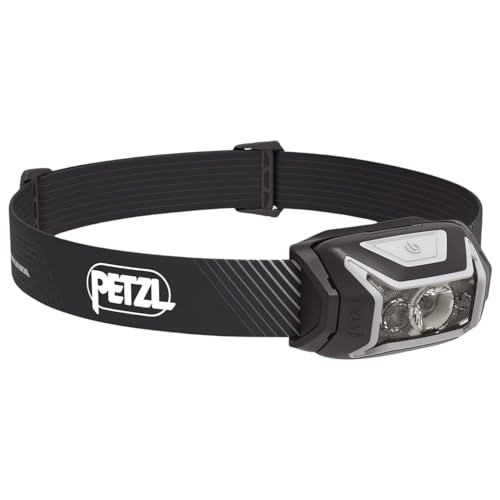 PETZL ACTIK CORE Headlamp - Powerful, Rechargeable 600 Lumen Light with Red Lighting for Hiking, Climbing, and Camping - Grey